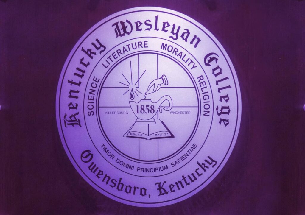 KWC administration seal in purple on a magenta background