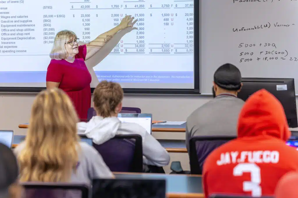 Professor teaching a Business class