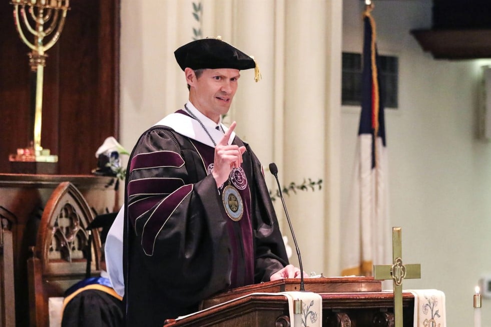 President James Cousins speaks at Inauguration ceremony on April 25, 2025.