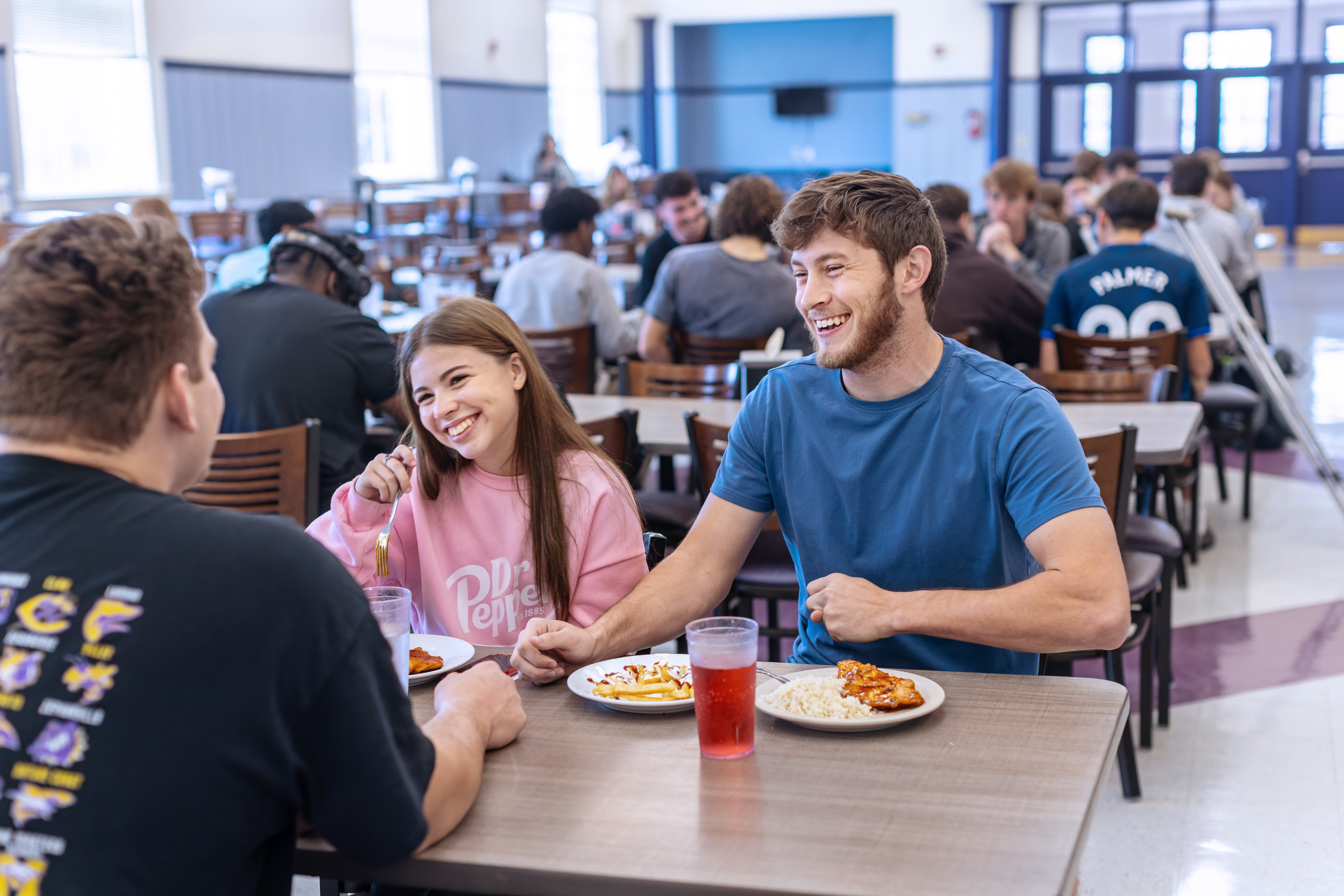 Students enjoying lunch in the Hocker Family Dining Center