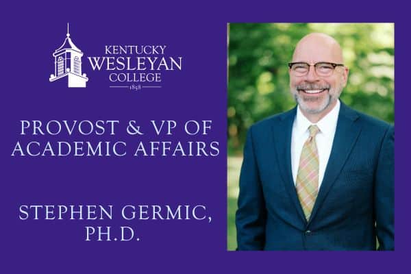 Banner graphic announcing new Provost and VP of Academic Affairs, Stephen Germi, Ph.D.