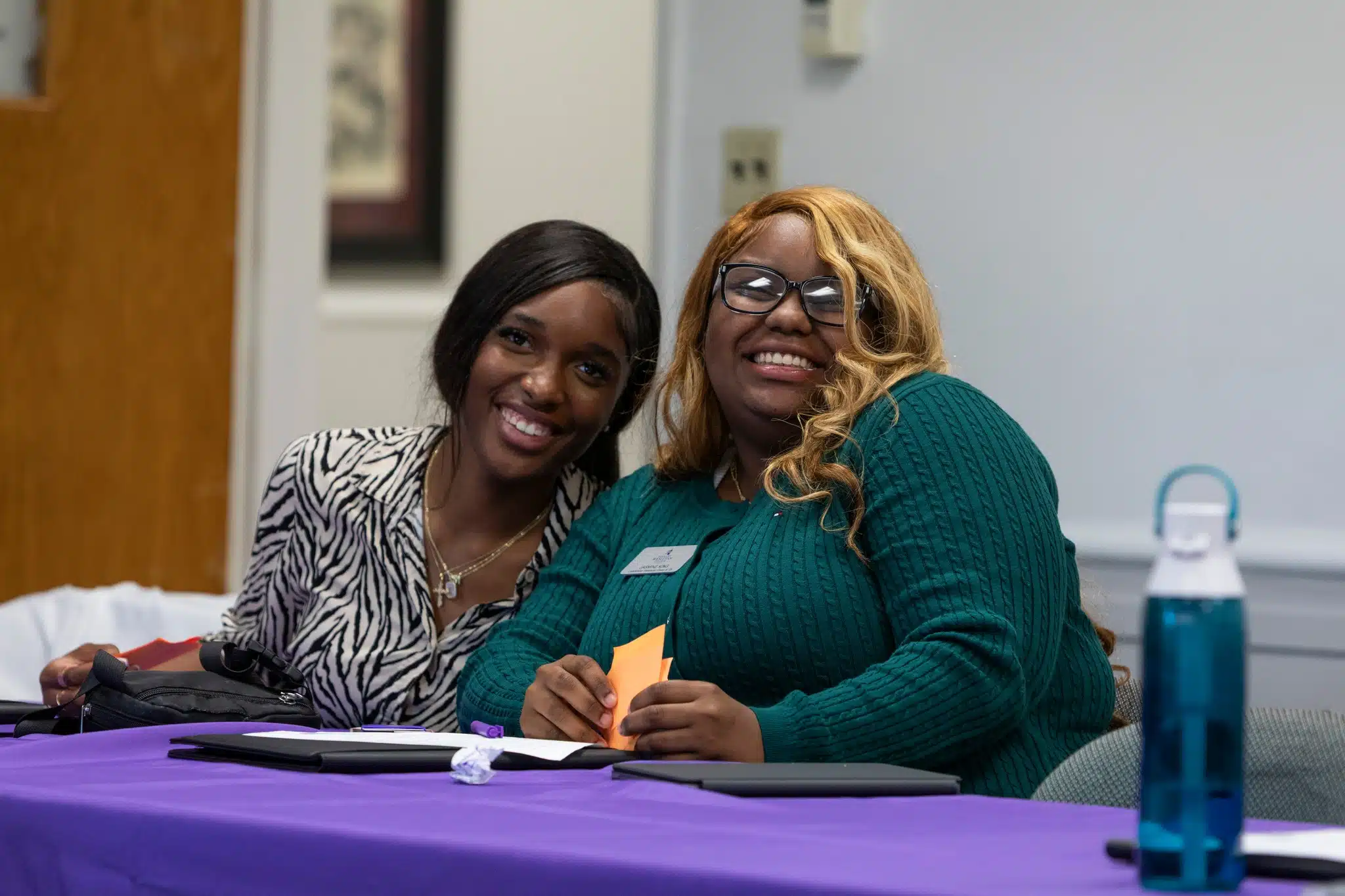 Two students posing at Leadership Wesleyan event
