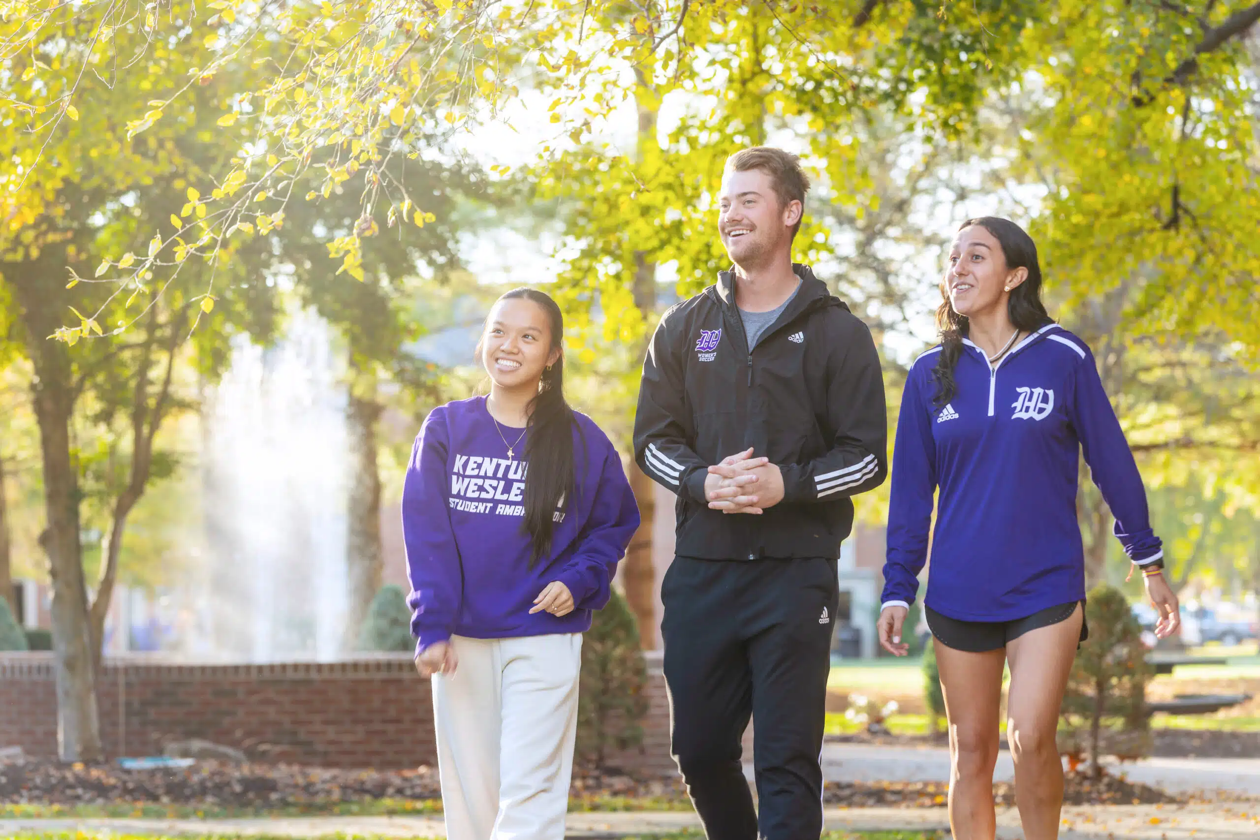 Three KWC students walking on campus